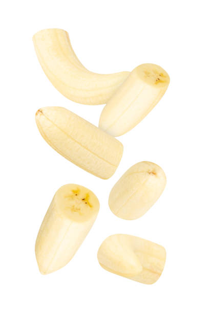 istock Falling Banana Slices isolated on white background with clipping path, full depth of field 2200862032