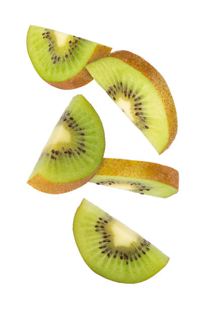 istock Falling Kiwi isolated on white background with clipping path, full depth of field 2200862123