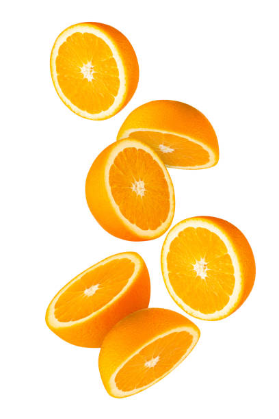 istock Falling Orange isolated on white background with clipping path, full depth of field 2200862247