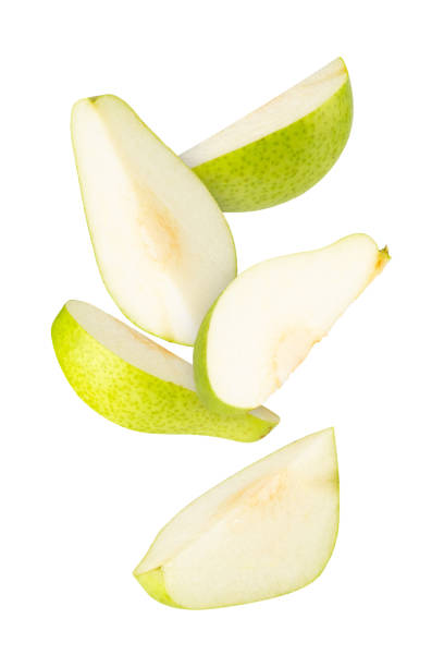 istock Falling Pear isolated on white background with clipping path, full depth of field 2200862379