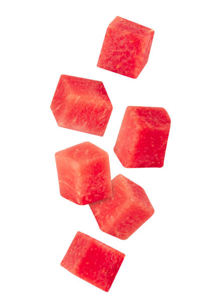 istock Falling Watermelon slices isolated on white background with clipping path, full depth of field 2200862483