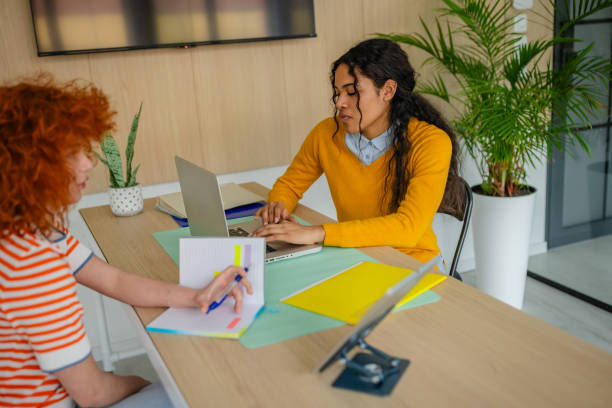 istock Effective teamwork in a modern office setting with women collaborating on technology and planning activities 2200866403