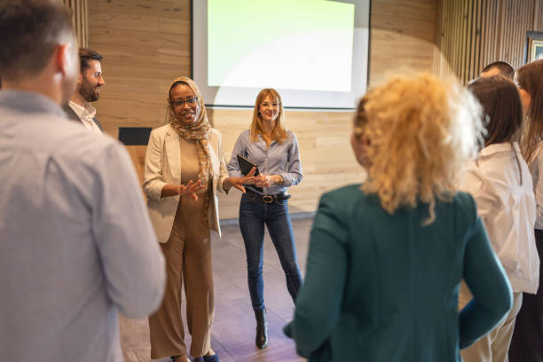 Female speakers at business conference