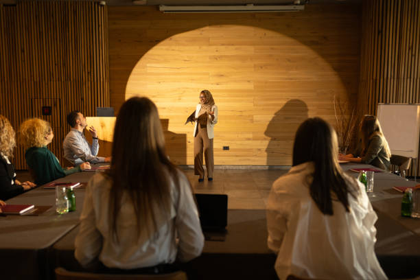 istock Holding speech at business conference 2200867440