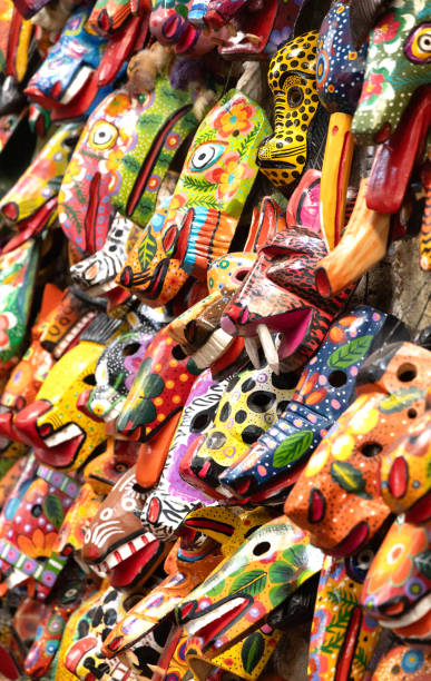 istock Abstract of Guatemalan, Mayan masks. 2200869699