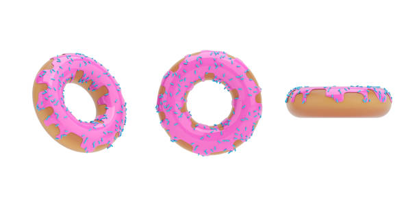 istock Big Strawberry Pink Glazed Donut with Blue Sprinkles. 3d Rendering 2200870815