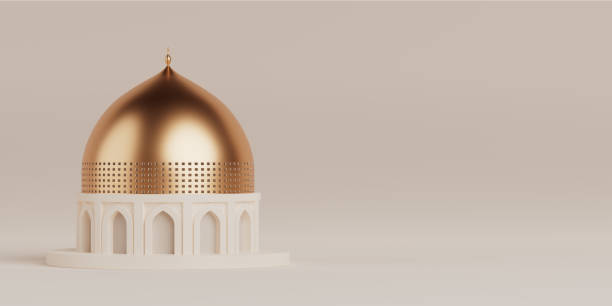istock White Islamic Mosque and Minaret Building Model Icon. 3d Rendering 2200871024