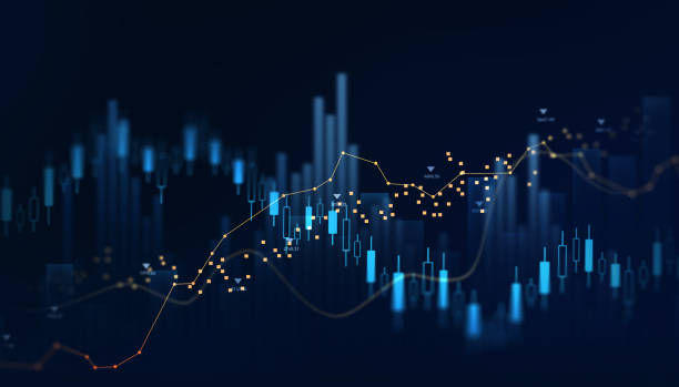 istock Stock growth graph chart and analysis of financial exchange stock market and economic data business investment. 2200871515