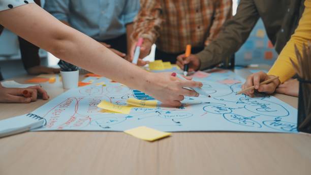 istock Group of Diverse People Collaborating on Creative Brainstorming Session with Colorful Markers and Sticky Notes in a Bright Office Environment SACTR 2200872932
