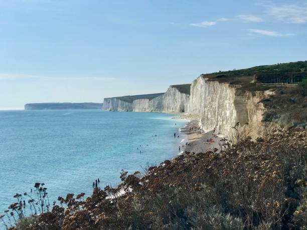 istock Seven Sisters white cliff and beach view 2200880653
