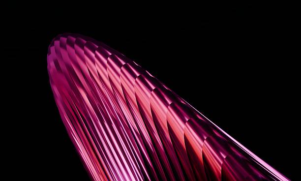 istock Dynamic Radial Pattern of Pointed Curves in Pink and Red, Highlighted by Soft Lighting on Black Background 2200880894