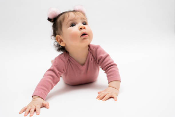 Cute Portrait of a Crawling Baby