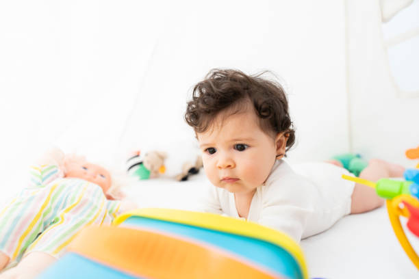 Cute Portrait of a Crawling Baby