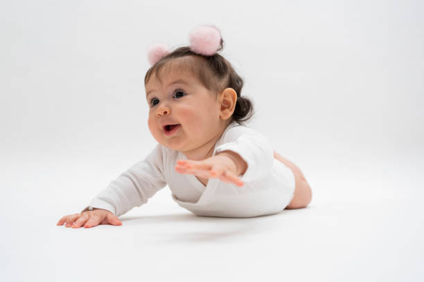 Cute Portrait of a Crawling Baby