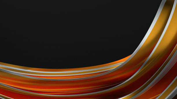 istock Modern artistic delicacy abstract background with silver lines on a gold band and curves on a dark background 2200889664