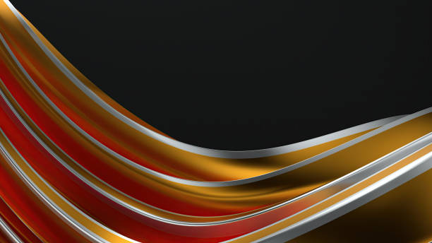 istock Abstract background representing modern art curve artistry on dark background with silver lines on gold band 2200895255