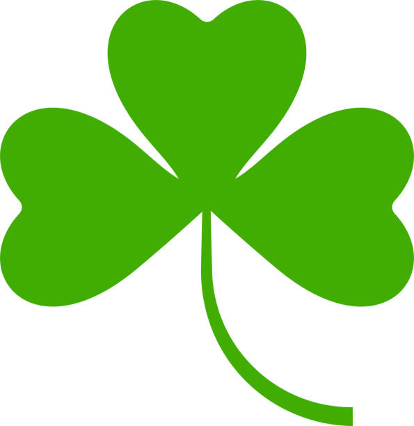 istock Flat shamrock icon. Clover three leaves logo. Green floral sticker. 2200905073