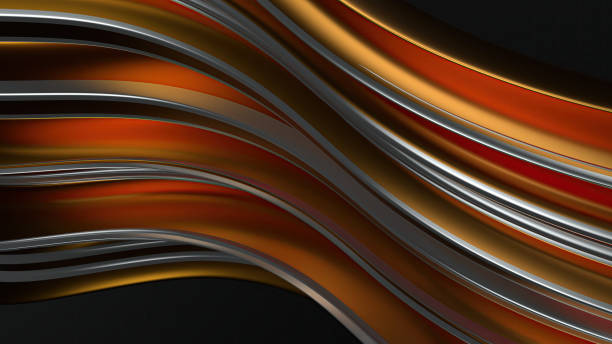 istock Delicate modern design abstract background with silver lines on gold band dark background 2200908690