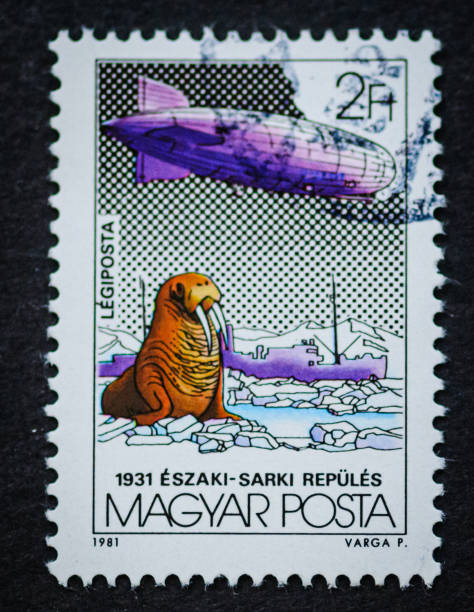 Collage of old canceled postage stamps from around the world - very colorful background.