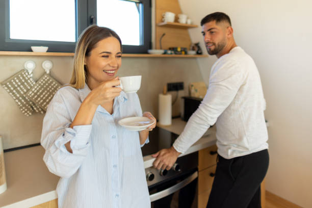 istock Couple enjoying morning coffee 2200914928