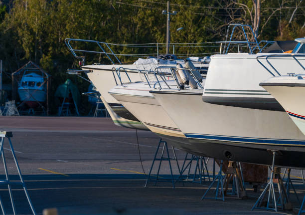 istock Sailboats laid up at a marina. 2200915080