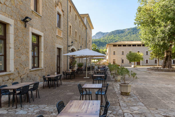 istock Tranquil courtyard of the Lluc sanctuary in Mallorca 2200928784