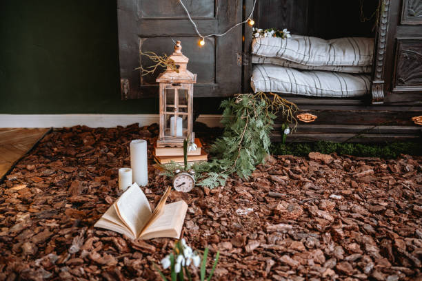 istock Cozy indoor setting with natural decor and warm lighting elements for relaxation 2200929831