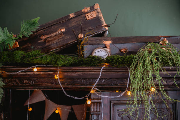 istock Vintage suitcases and decorations in a cozy indoor setting 2200929858
