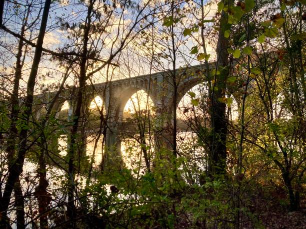 istock Sunsetting Through Train Bridge Over James River -Richmond, Virginia 2200935439