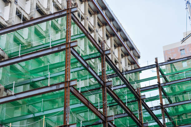 istock Steel frame of a building under construction 2200936211