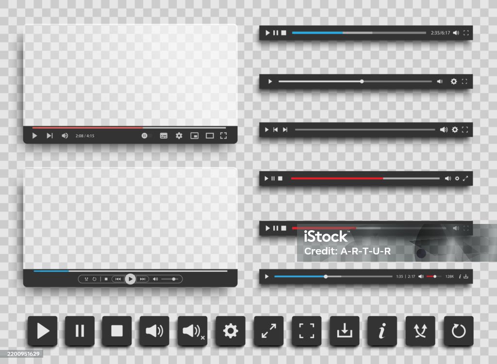 Audio Loading Bar Audio Or Video Player Progress Loading Bars Video Player Interface ...
