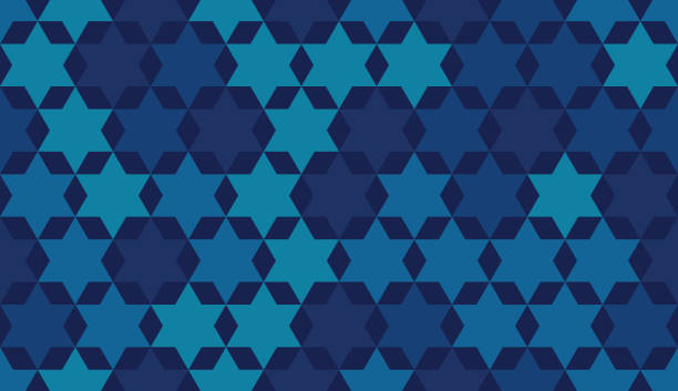 davidstern nahtloser blauer vektorhintergrund. stilvolles vektor-rapportmuster mit einem sechszackigen stern. - davidstern stock-grafiken, -clipart, -cartoons und -symbole