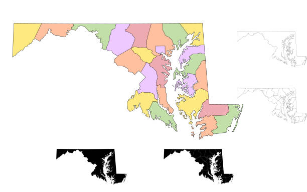 istock Maryland Map. Maryland administrative map, Maryland outline and counties state map set - illustration version 2200973625