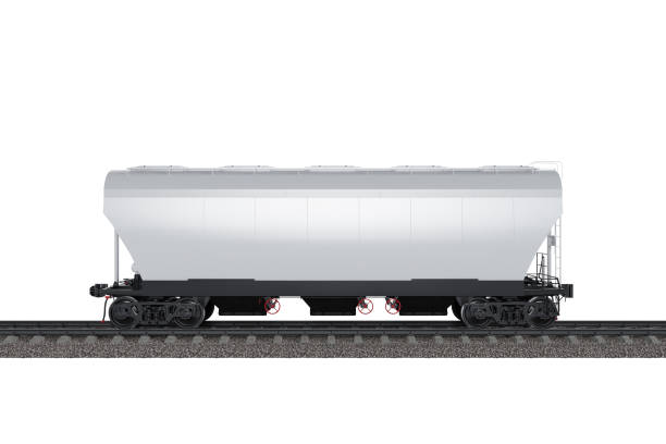 istock Hopper car on a white background. Specialized wagons for transporting bulk materials such as grain, cement or other industrial goods. 2200981891