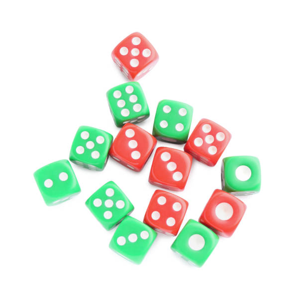 istock Many green and red game dices isolated on white, top view 2200983010