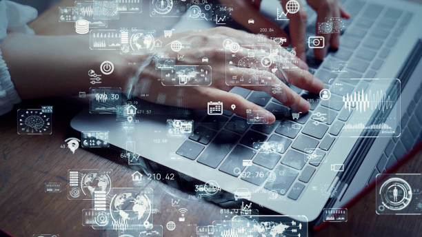 istock Business and technology concept. Woman typing a keyboard. Digital transformation. 2200989857