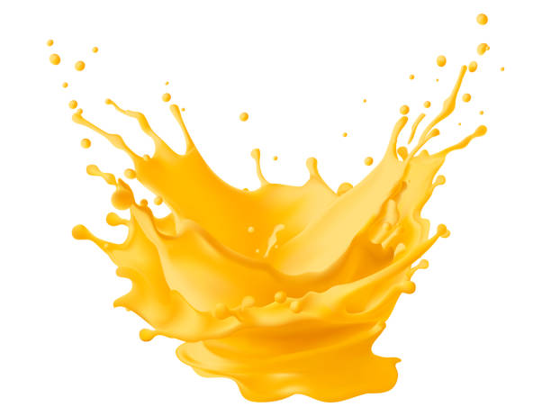 istock Orange juice splattering spot realistic vector illustration. Organic beverage. Healthy drink splash Fruit juice, orange juice .Realistic Mesh gradient is used 2200991516