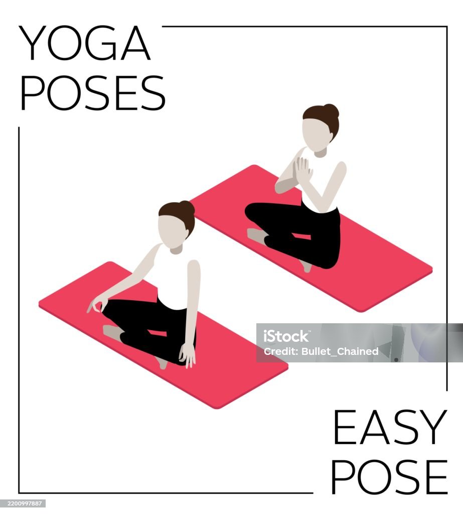 Yoga Simple Vector Yoga Pose Easy Pose Isometric Vector Set Stock Illustration - Download ...