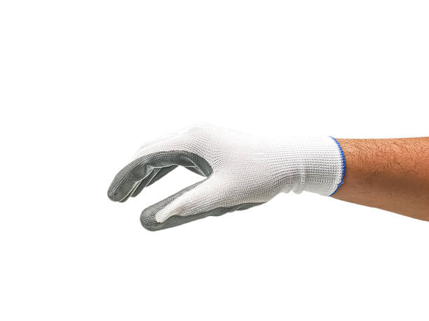 istock man's hand wearing safety rubber gloves isolated on white background 2200998186