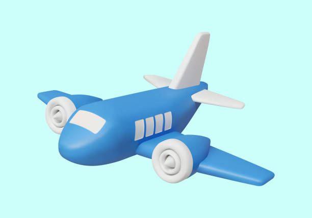 istock 3D vector illustration render of blue minimalist passenger plane icon isolated on light background. For design, travel, tourism, transportation, aircraft, airport, logo, advertising. 2200998333