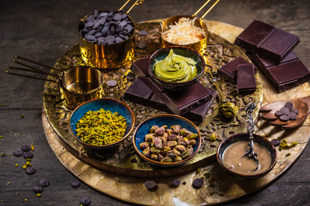 istock Ingredients for homemade Dubai chocolate  on wooden table 2201005964