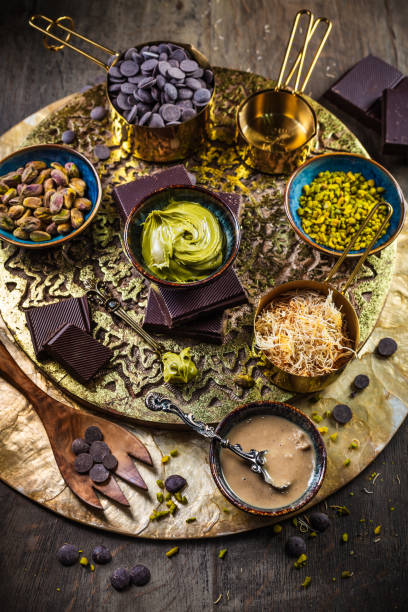 istock Ingredients for homemade Dubai chocolate  on wooden table 2201005975