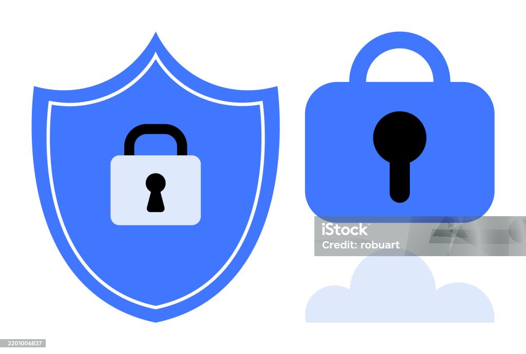 Secure Encryption Protection Emblems Shown With Shield And Lock Symbols ...
