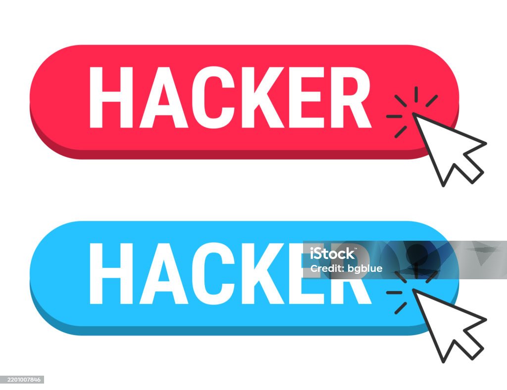 Hack Buttons Images Hacker Red And Blue Buttons With Cursor On White Background Stock ...