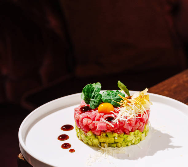 istock Creative culinary presentation of a vibrant dish featuring colorful ingredients on a round plate 2201009362