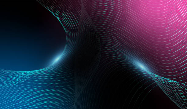 istock The Abstract wave-like structure made of small, glowing dots, creating a futuristic and dynamic abstract design and Waving Technology pattern Background Design 2201012706