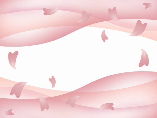 istock Beautiful background of cherry petals and abstract waves 2201015391