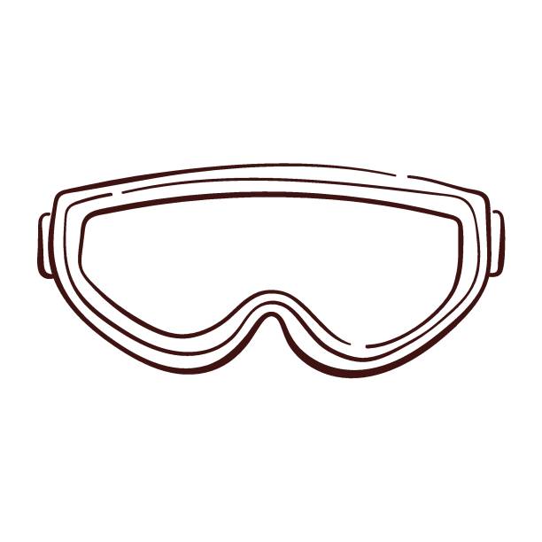 istock Safety Goggles icon for construction industry in line art style. Hand drawn protective glasses for hardware store isolated on a white background. 2201019334
