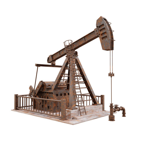 Rusty oil well pumpjack isolated on white background. 3d-rendering