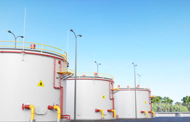 istock Storage fuel container tanks in petroleum refinery industrial factory 2201024635